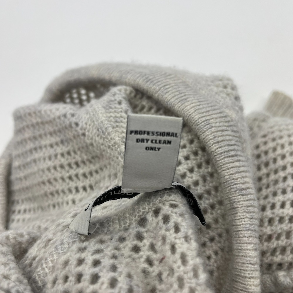 Autumn Cashmere XS Sweater 100% Cashmere Hooded Open Knit Gray Sand Soft Cozy - Picture 12 of 12